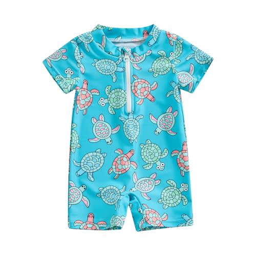 Hnyenmcko Infant Baby Boy Girls Rash Guard Swimsuit Short Sleeve Zipper Bathing Suit Toddler One Piece Swimwear Sunsuit
