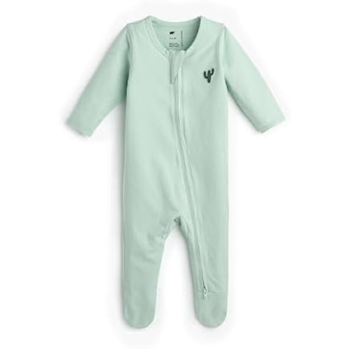 monica + andy Double Zipper One Piece, 100% Organic Baby Clothes for Girls & Boys, Unisex, Preemie, Newborn & Infant Sizes