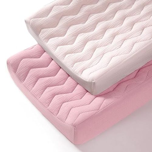 lulumoon Muslin Changing Pad Cover: Baby Cotton Quilted Changing Table Cover - Soft Changing Pad Sheets for Boys Girls