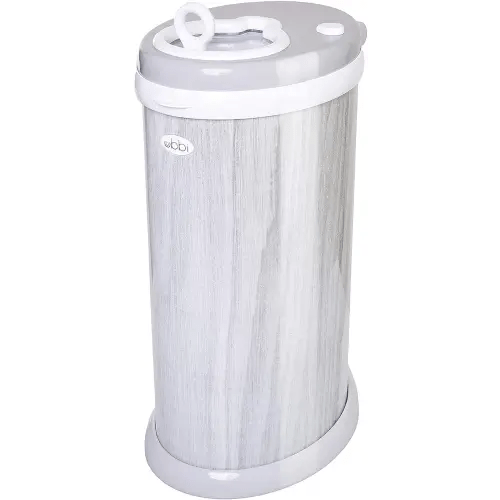 Ubbi Steel Diaper Pail, Odor Locking, No Special Bag Required, Award-Winning, Registry Must-Have, Woodgrain