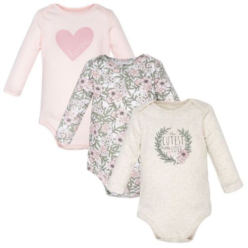 Hudson Baby Infant Girls Cotton Long-Sleeve Bodysuits 3-Pack, The Cutest&nbsp;, 0-3 Months