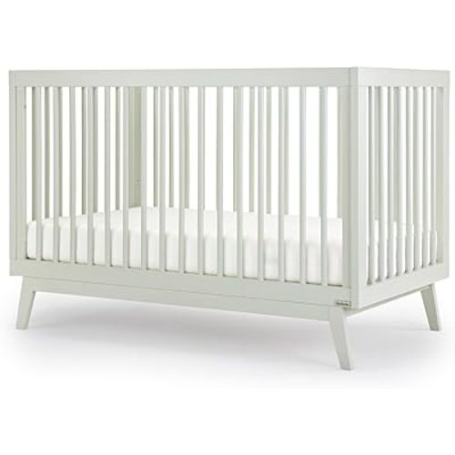 dadada Baby Soho 3 in 1 Convertible Wooden Crib to Toddler Bed - Made in Italy, GREENGUARD Gold Certified, Baby-Safe Finish, Sustainable Beech Wood, Modern Design, 3 Adjustable Heights (Sage)