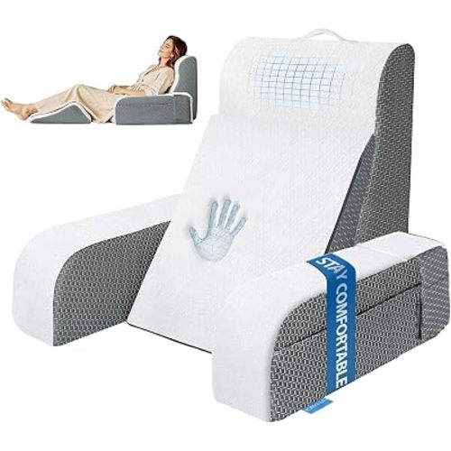 Kayfia Reading Pillow, Gel Memory Foam Back Rest Pillow, 19", White