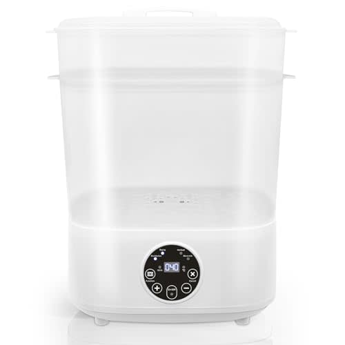 Fisca Baby Bottle Steri-lizer, 5-in-1 Large Capacity Bottle Steri-lizer and Dryer, 2 Layers Compact Electric Steam Steri-lizer for Baby Bottles, Pacifiers, Pump Parts & Baby Essentials-Transparent