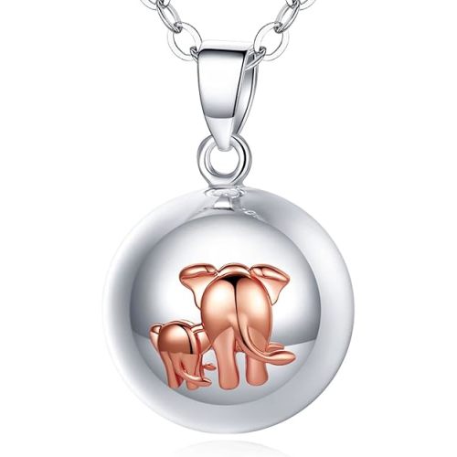 EUDORA Harmony Ball Collier pour femme enceinte Bola de Grossesse Carillon Musique Bola Bola Bola Pendentif pour Future Maman Bijoux Cadeau Original pour Femme 114,3 cm + 76,2 cm