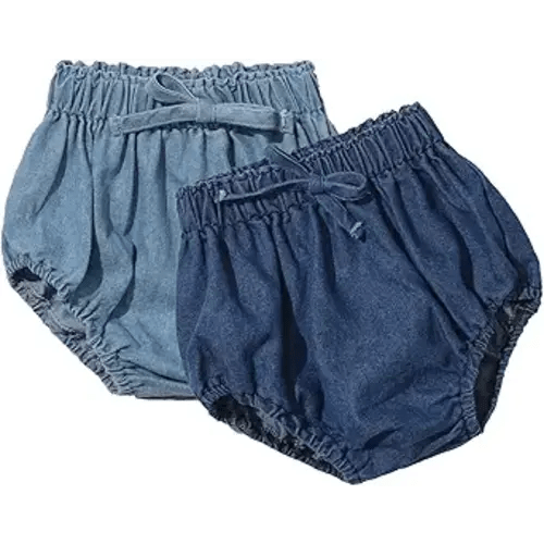 Colorful Childhood Toddler Denim Bloomers Shorts Baby Girls Boys Loose Harem Shorts 2pcs