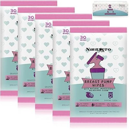 Breast Pump Wipes, 5 Packs Natural Pump Cleaning Wipes On The Go, Resealable Manual Pacifier Wipes Quick Clean Breastfeeding Supplies
