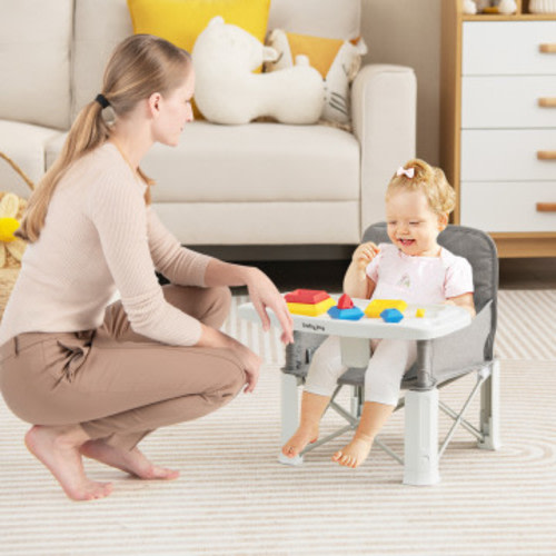 Portable Baby Booster Seat with Straps and Double Tray