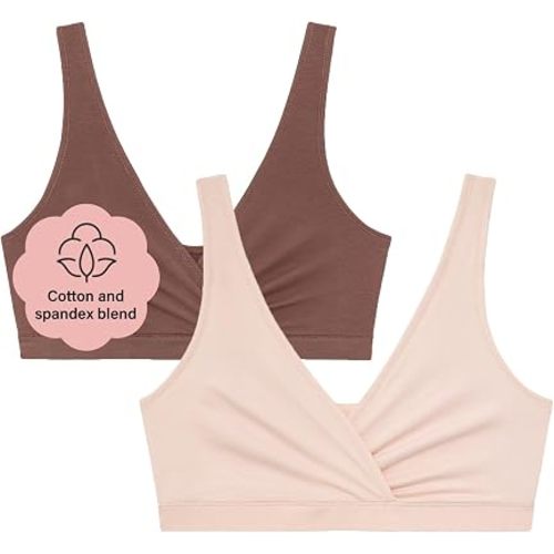 Motherhood Maternity Women's Soft Cotton Spandex Wrap Front Maternity & Nursing Sleep Bralette Bra S-3x