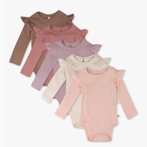 HonestBaby Long Sleeve Bodysuits Multipack Organic Cotton for Infant Baby Girls