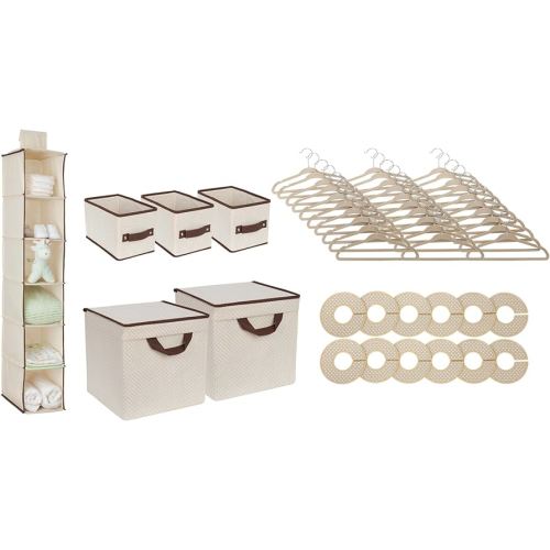 Delta Children Nursery Storage 48 Piece Set - Easy Storage/Organization Solution - Keeps Bedroom, Nursery & Closet Clean, Beige