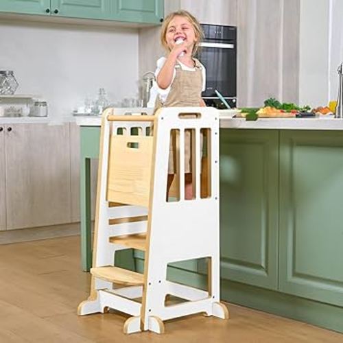 Amazon.com: WINGYZ Toddler Tower – Adjustable Step Stool Helper for Kids 18M–6Y, Kitchen Learning Stool with Safety Rail, 3-Height Adjustable, Sliding Door, Full Support Foot, Wooden Updated Design, Green : Baby