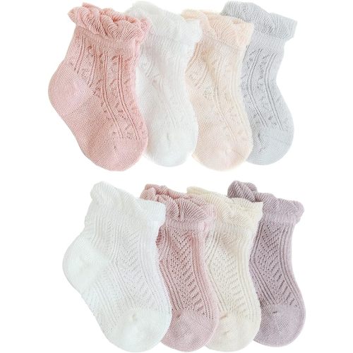 Toddler Socks Boys and Girls 8 Pack Cotton Baby Socks Cute Wrinkled 0-6 Months¡