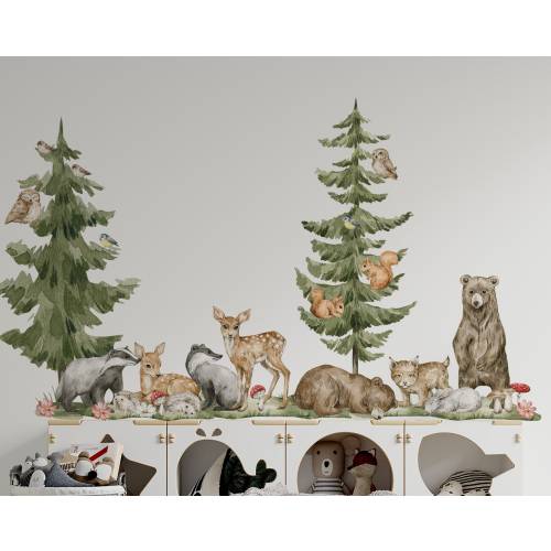 woodland nursery decor, forest wall decals, woodland animals wall decals, nursery decal, woodland wall decals, forest decal, woodland animal