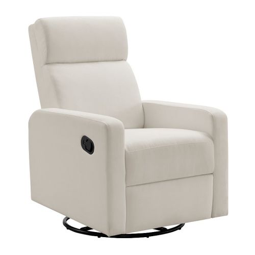 Oxford Baby Layton Manual Upholstered Glider Recliner Rocking Chair 360° Swivel for Nursery and Living Room
