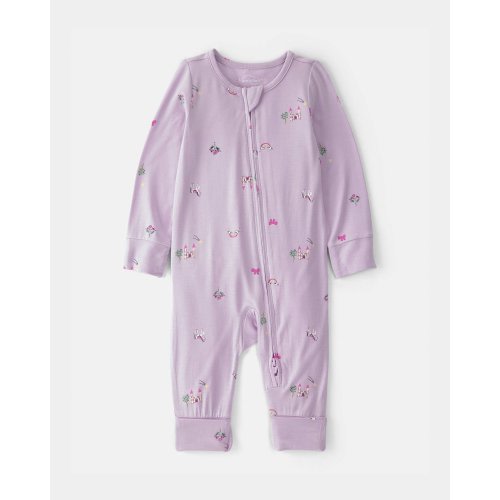Baby Girl Fairytale 2-Way Zip PurelySoft Sleep & Play Pajama - Purple | Carter's