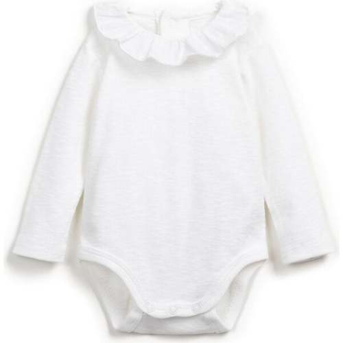 Ruffled Collar Onesie, White