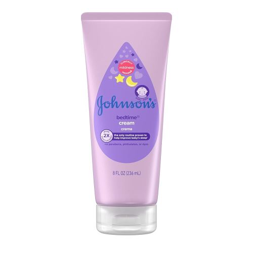 Johnson's Baby Bedtime Moisturizing Body Cream, Relaxing Aromas, Hypoallergenic Baby Night Cream for Long Lasting Dry Skin Relief, No Parabens or Dyes, 8 fl. oz