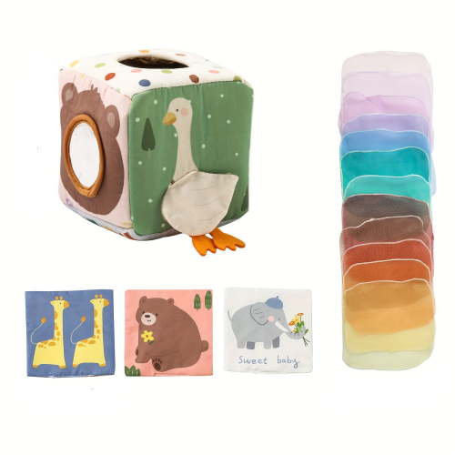 Tissue Box Toy for Babies 6-12 Months - Montessori Toys Baby Tissue Box Sensory Toys for 1 Year Old - Boy Girl Gifts for Babies