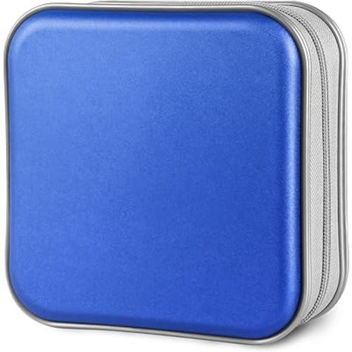 CD Case, 40 Capacity CD/DVD Case Holders Wallet Hard Plastic DVD Disc Cases Storage Binder for Car Home Office Travel (Blue)