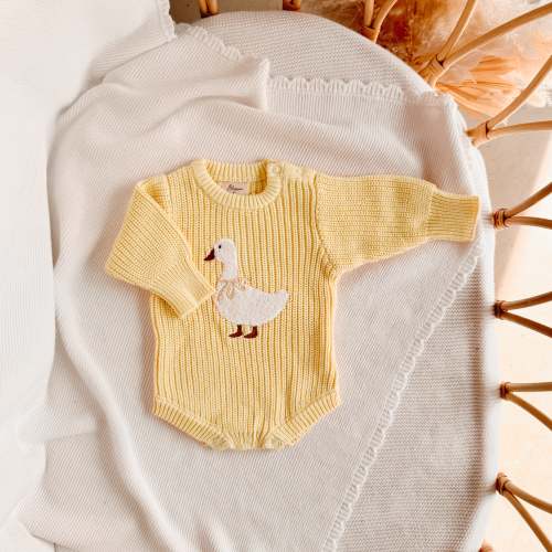 Goose Chunky Knit Romper - Lemon