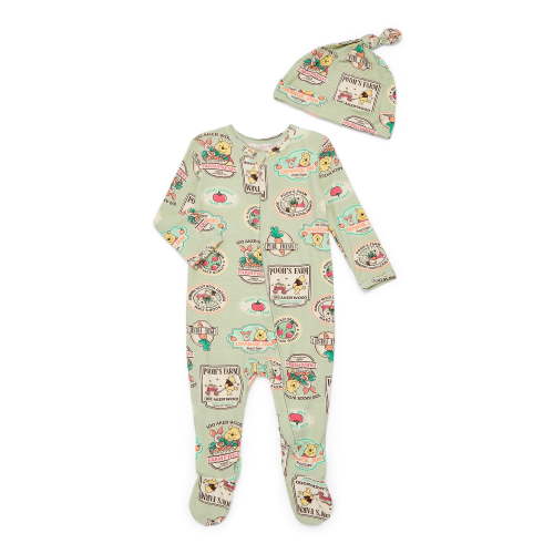 Winnie the Pooh Baby Boys or Girls Viscose Sleep Footed One-Piece with Hat Set, 2-Piece, Sizes 0M–6/9M