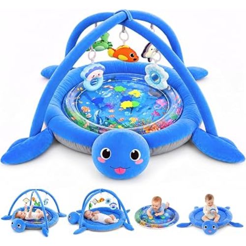Turtle Baby Gym Play Mat, Baby Tummy Time Water Mat for Floor