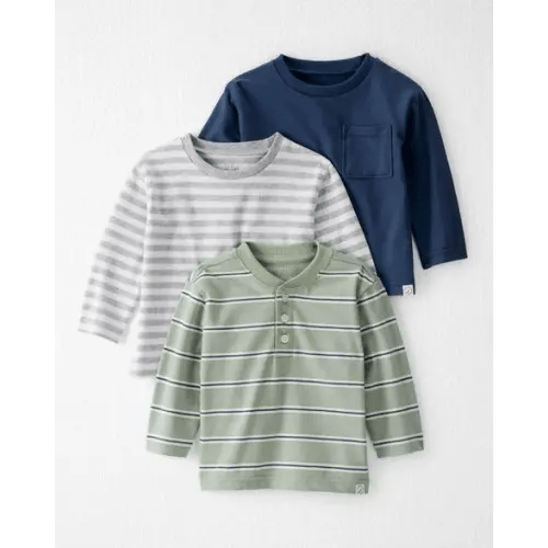 Baby Boy 3-Pack Organic Cotton Long-Sleeve Stretch Jersey Tees - Little Planet | Carter's