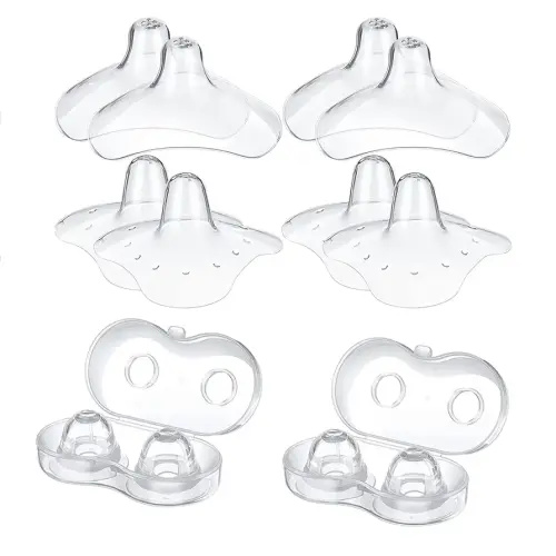 12 Pieces Nipple Cover for Nursing Newborn, Silicone Inverted Nipple Corrector,with Clear Carrying Case Silicone Nipple Extender for Breastfeeding, Flat or Inverted Nipples