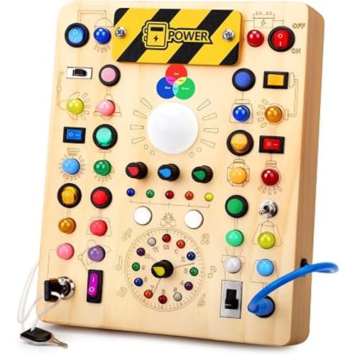 Grarain Busy Board for Toddlers - Montessori Educational Toy for 1-3 Year Old Boys & Girls | Travel-Friendly Sensory Learning Activity | Ideal for Kids with Autism(Busy Board v8)