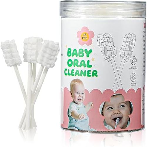 Baby Tongue Cleaner 48-Count, Newborn Oral Care Gauze Swabs – Soft Disposable Mouth Wipes for 0-36 Months, Travel-Pack Infant Tongue Brush Alternative