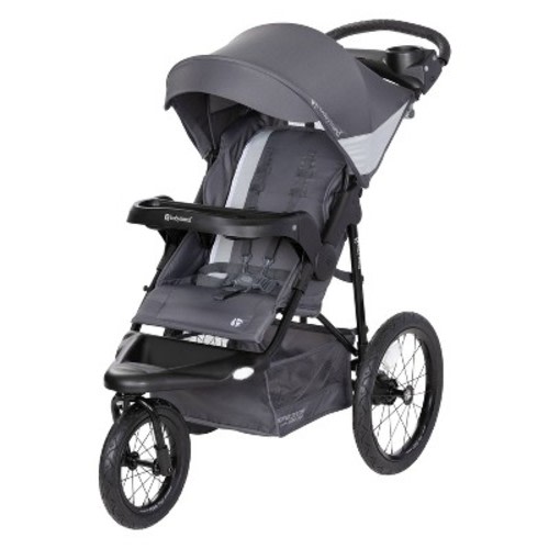 Baby Trend Expedition Zero Flat Stroller Jogger with LED Safety Lights - Dash Gray: Rubber Tires, 5-Point Harness, 50 lbs Capacity