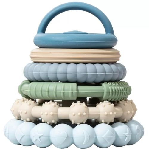 Sperric Silicone Stacking Toy – Premium Stacking Teethers - Interactive and Fun Baby Stacking Toys - Teeth Soothing for 6-12 Month, Blue
