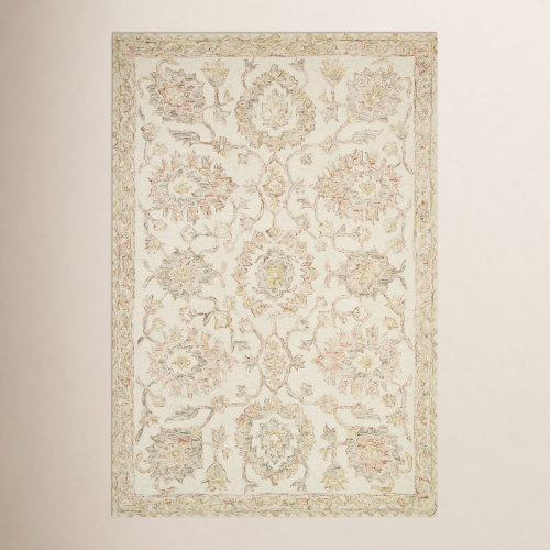 Birch Lane™ Aden Ivory Blush Hand-Hooked Wool Oriental Rug & Reviews | Birch Lane