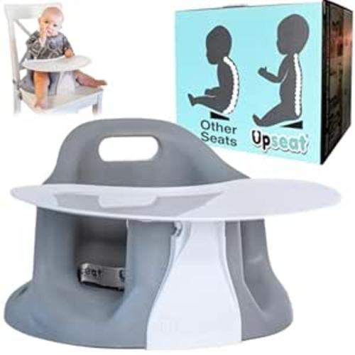 Upseat – The Original Ergonomic Baby Floor & Booster Seat with Tray, Developed with Physical Therapists for Upright Posture & Healthy Hip Development, 4–24 Months, Dishwasher-Safe Extra-Large Tray