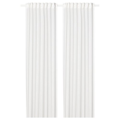 SILVERLÖNN Sheer curtains, 1 pair - white/with heading tape 145x250 cm (57x98 ")