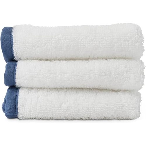 Lalo Baby Washcloths 3-Pack - 100% Organic Cotton, Soft & Absorbent, Gentle on Sensitive Skin, Machine Washable Soft Kids Washcloths - Blueberry