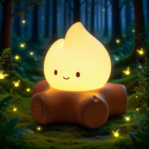 LED Campfire Night Light, Children's Night Light, Halloween Decoration, Rechargeable Lamp, Continuously Dimmable, 2 Modes, Candle Light and Warm Yellow Light, Halloween Gift