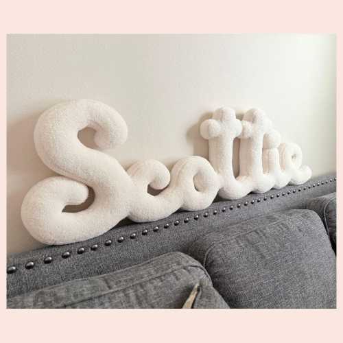 Personalized Boucle Name Pillow - Nursery Decor, Custom Wall Hanging
