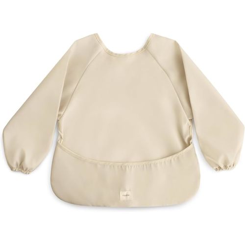 mushie Long Sleeve Baby Bib | Water Resistant Adjustable Fit for Ages 6-24 Months