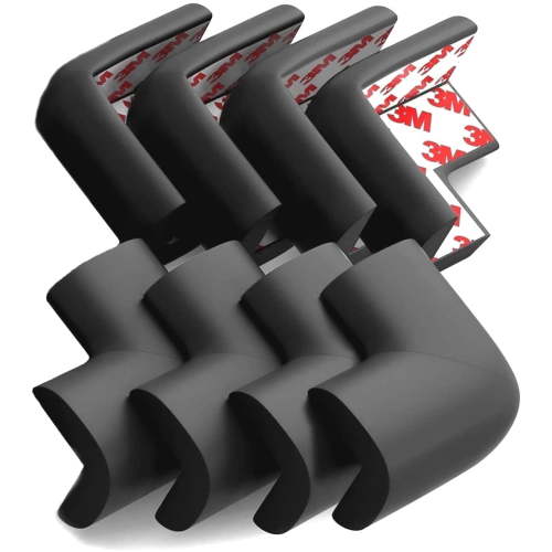 Komfortology Black Foam Corner Protectors, 8 Count with 3M Adhesive