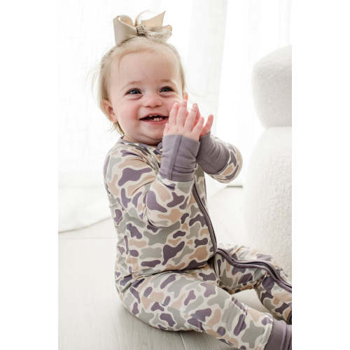 Convertible Zip Romper in Camo Cutie | Caden Lane