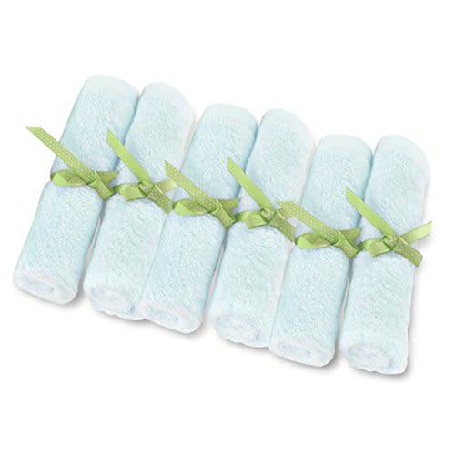 Brooklyn Bamboo Made Washcloths for Babies, Newborn, and Toddler, Ultra Soft, Organic, Quick Dry and Absorbent, Odor Free and Unisex, Large Size, Pack of 6, Light Blue Color