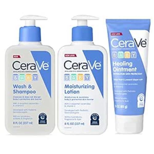 CeraVe Baby Bath Set, Wash & Shampoo, Moisturizing Lotion, Healing Ointment