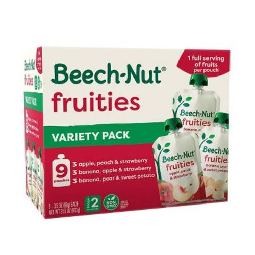 Beech-Nut Fruities Baby Food Pouch Variety Pack - 31.5oz/9ct: 6 Months and Up, 2nd Stage, Pureed, Ready to Eat