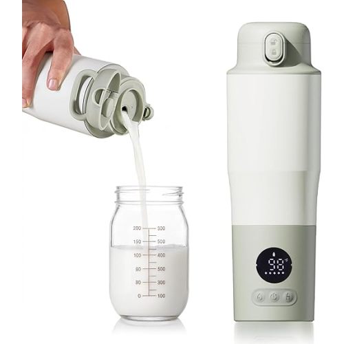 Portable Bottle Warmer for Travel – 15oz 316 Stainless Steel, 16000mAh Battery, Fast Heating & Precise Temp Control, Car Cup Fit, Long Battery Life, Perfect for Outdoor or On-The-Go Moms