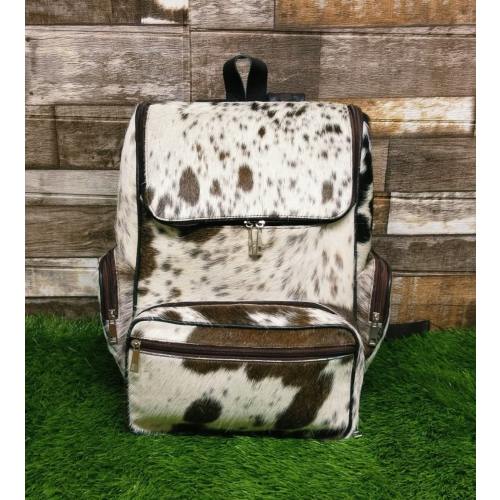 Real Cowhide Leather Backpack - Travel Bag - Cowhide Backpack Bag - Genuine Cowhide Bag for Everyday Use & Adventure