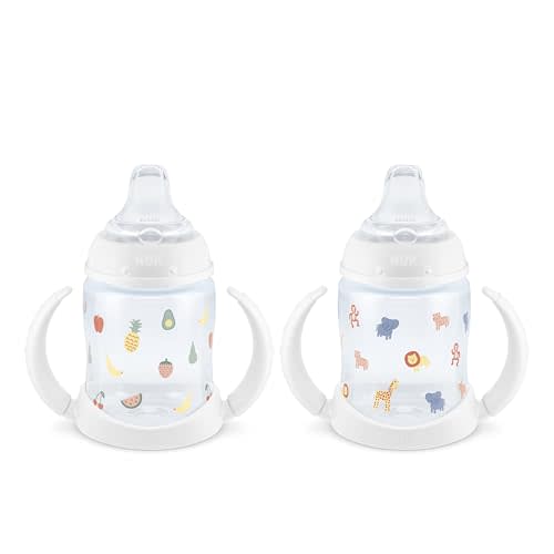 NUK Learner Cup, 6+ Months, Fun Fruits and Animals, Amazon Exclusive Collection, 5 Oz, Pack of 2  BPA Free, Soft Spout, Spill Proof Sippy Cup