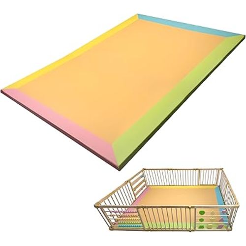 Zety Compatible Baby Play Mat - PU Leather Baby Playpen Mat - Waterproof Baby Play Mats for Floor - 1.5" Thick High Density Foam Play Mat (Colored, 8-Panel) (Colored, 10-Panel)