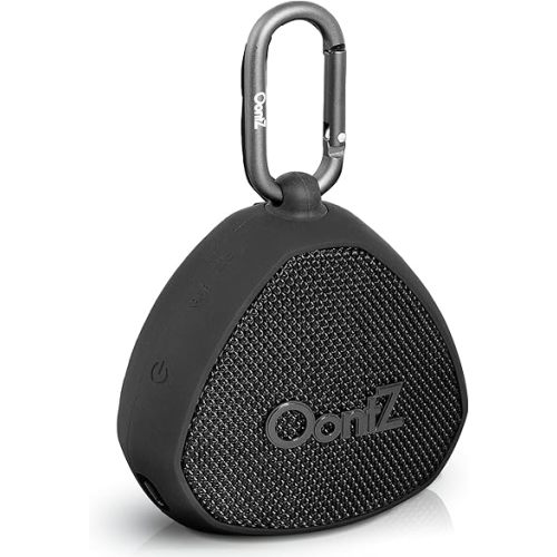 Oontz Mini Bluetooth Speaker 5.0-5W Sound, 12-Hr Battery, 100ft Wireless Range, IPX7 Waterproof, Budget-Friendly Small Portable Clip On Speaker for Travel, Great White Elephant Gift for Adults (Black)